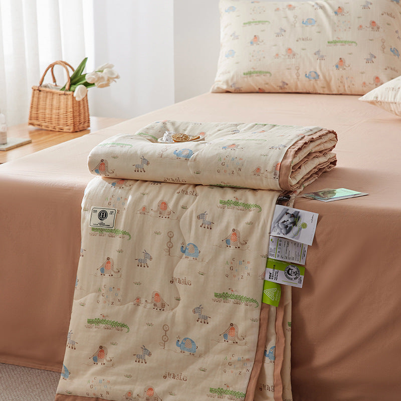 Cotton Double-Layer Yarn Summer Blanket Children's Summer Air-Conditioning Thin Duvet
